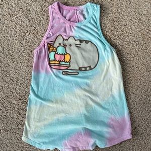 Tie dye Pusheen graphic tank top